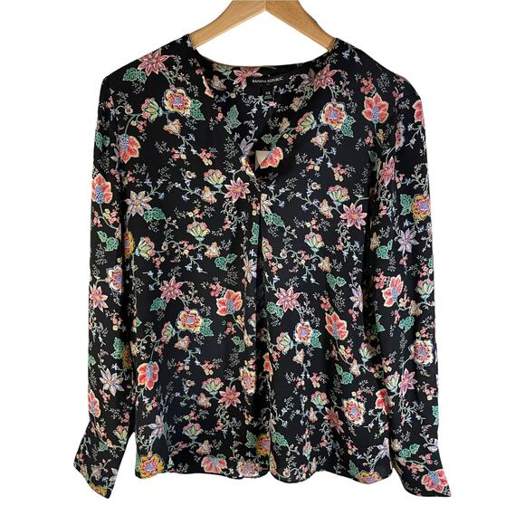 NWT Banana Republic Women's Long Sleeve Blouse Top Dark Floral Size XS Career - Picture 1 of 8